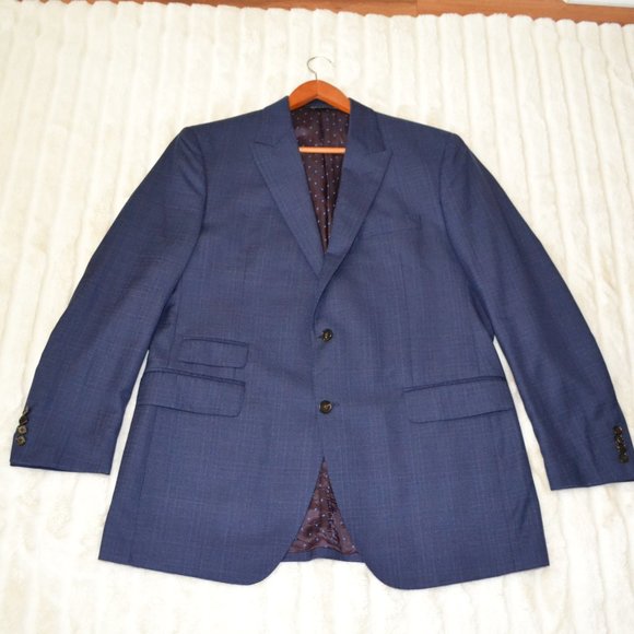Coppley Drago blue tweed wool Super 130’s blazer sport coat jacket, sz 48 - Picture 11 of 13